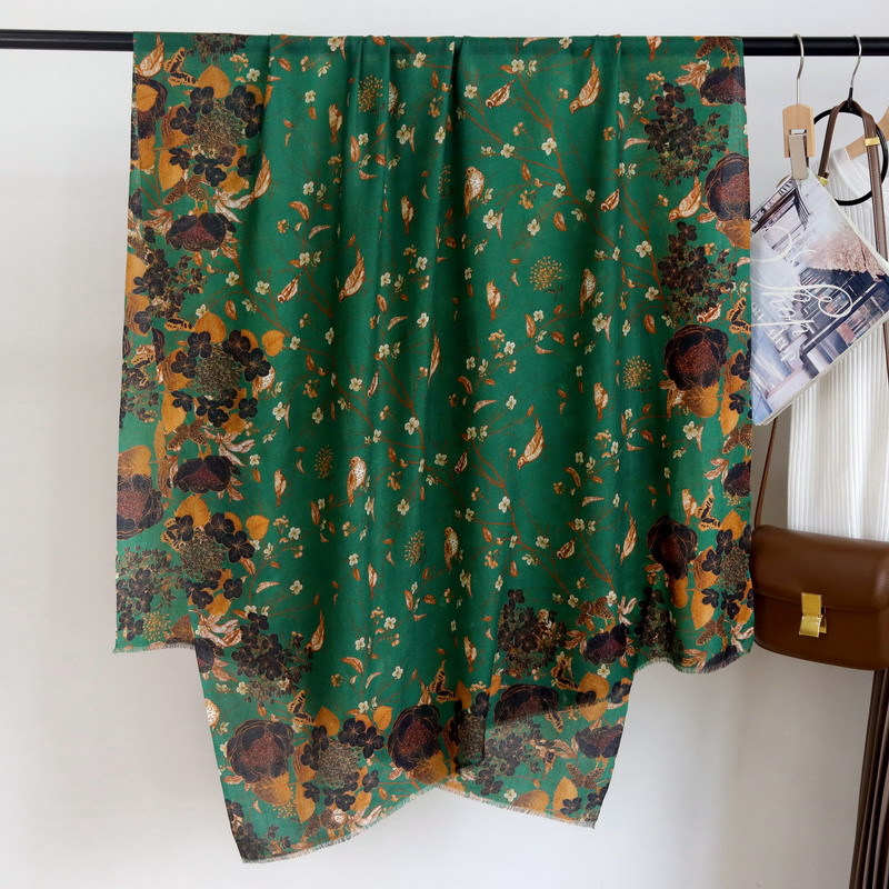 Winter Clothing Design - Long Green Cashmere Shawls Luxury Designers