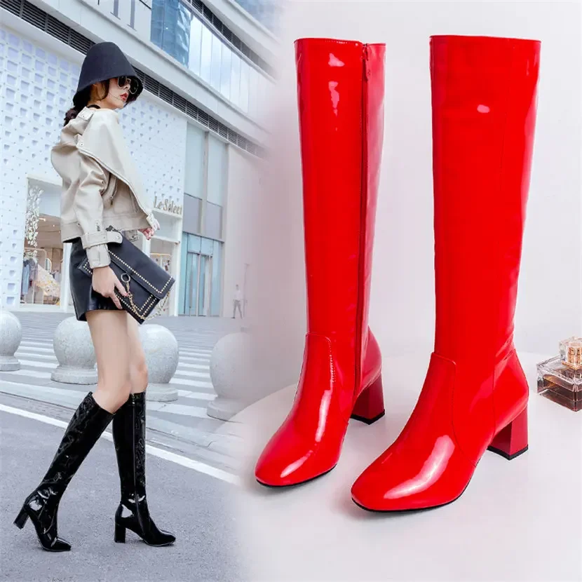 Red White Patent Leather Women – Winter Clothing For Woman Bewertung und Preis